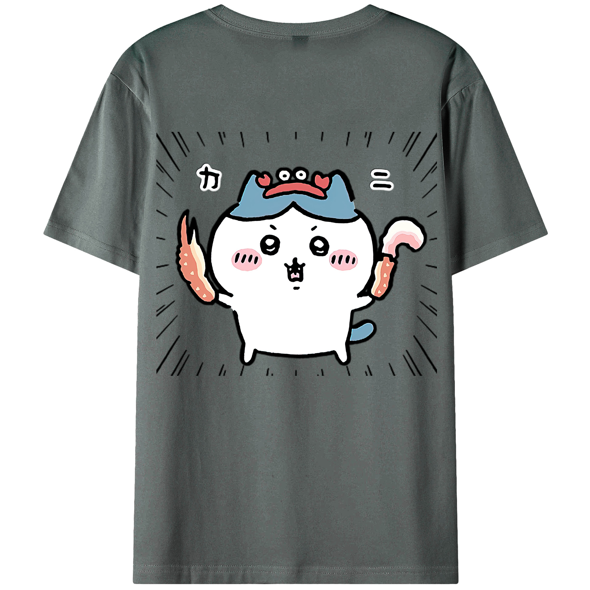 （画像用） ちいかわ ハチワレ Chii-kawa hachiware 綿100％ メンズ半袖Tシャツ（バックプリント） 通気性